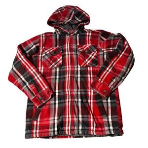 Levi's Red Plaid Hooded Flannel Shacket - Boys Large